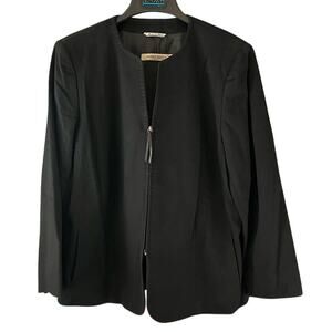 Vintage Marina Rinaldi Pure New Wool Black Zip Blazer Jacket 25 (16)  Italy